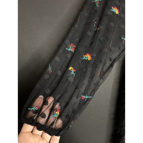 Torrid Women’s Black Whimsygoth Fairy Grunge Maxi Sheer Mesh Polka Dot Dress - Picture 5 of 8